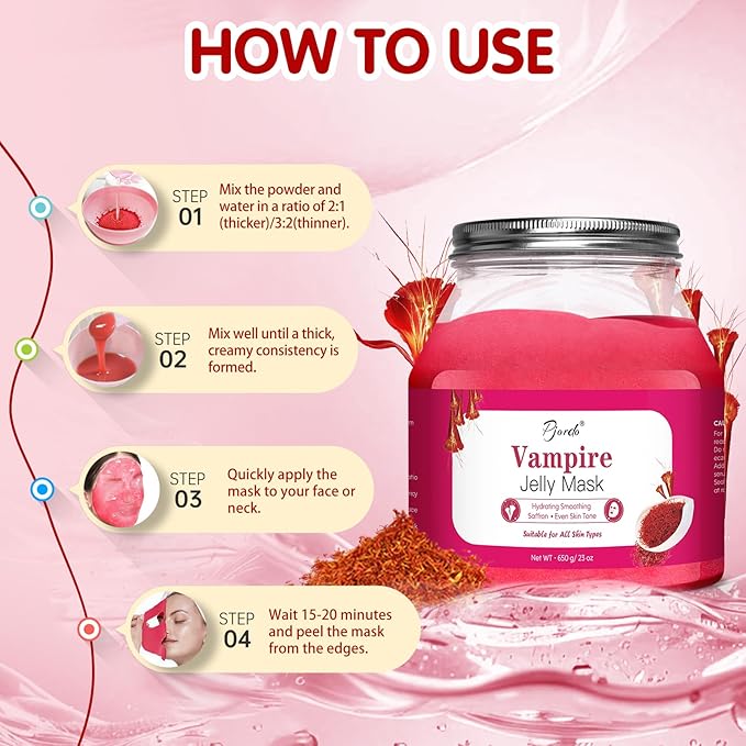 Jelly Masks for Facials Professional, Vampire Jelly Mask Powder with Mixing Bowl Set, Peel Off Face Mask Skincare for Hydrating, Smoothing & Nourishing, Hydrojelly Masks Gift Set DIY Spa