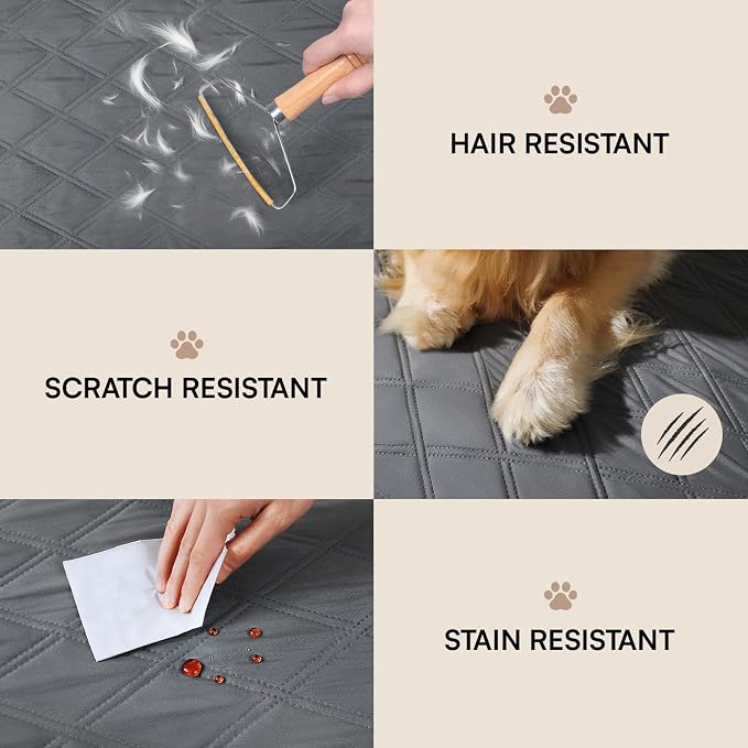 Luciphia Waterproof Couch Cover for Dogs, Non-Slip Pet Sofa Protector | Non-slip waterproof couch cover scratch-resistant machine washable protects sofa bed, Grey, 52" x 82"