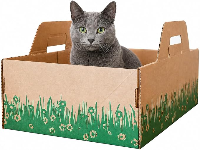 Disposable Ten Second Litter Boxes for Kitty/Cats. Made in the USA. Biodegradable Solution for Quick and Easy Disposal. Made of Recyclable Material. (8-Pack)