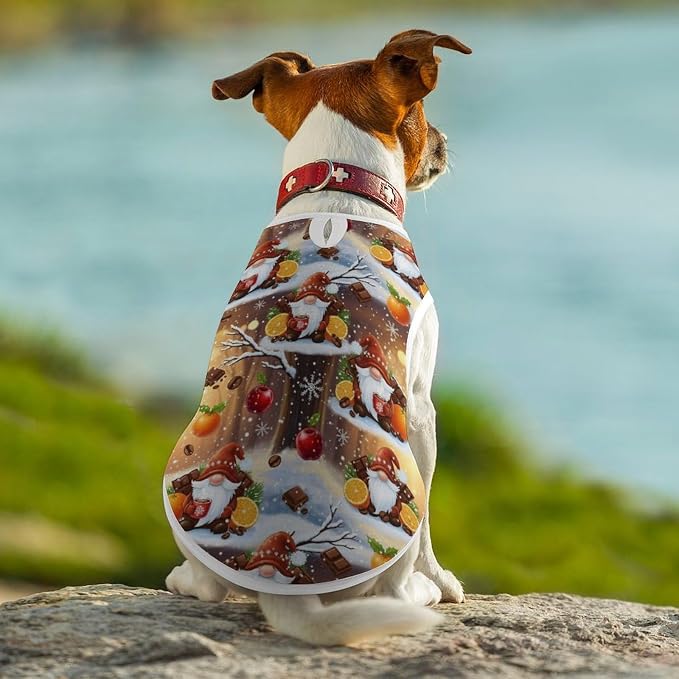 Dog Soft Breathable Clothes Cat Fashion Shirt Pet Snow Fruit Coffee Gnome Cute Tank Tops T Shirt