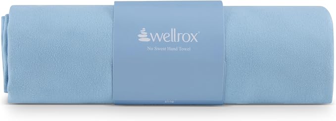 Wellrox Microfiber Yoga Hand Towel – Super Soft, Quick-Dry, Non Slip Yoga Towel for Hot Pilates, Gym & Workouts (26.5" x 16", Blue)