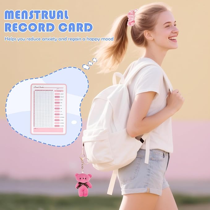 Likesing First Period Kit for Girls, 5.3" Checkered Tampon Holder for Purse, Menstrual Starter Tampon Bag Pad Pouch, Emergency Sanitary Napkin Storage Bag Teen Period Kit Gifts for Tweens