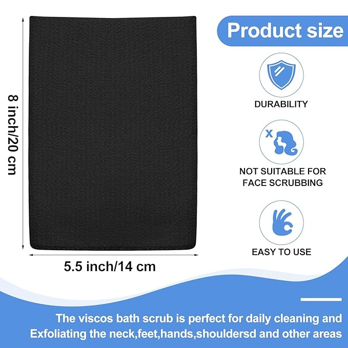 Tatuo 12 Pieces Korean Exfoliating Mitt Glove Italy Towel Body Skin Scrubber Exfoliating Scrubber for Remove Dead Skin Washcloth Korean(Small,Black)