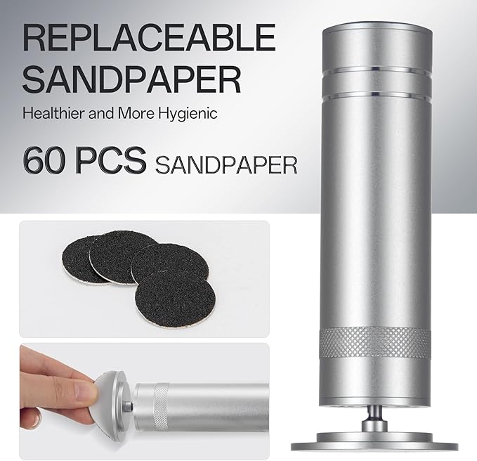 Electric Callus Remover for Feet, Electric Foot File with Replaceable Sandpaper, Adjustable Speed and Rotation Direction, 60 Piece Sandpaper Included
