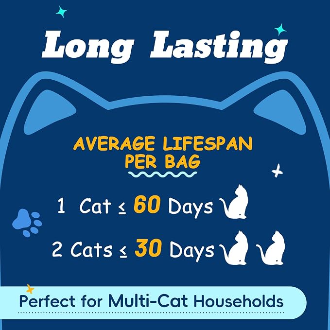 LMJP Crystal Cat Litter for Long-Lasting Odor Control, Non-Clumping, 24lb | 6 Months Supply, Unscented, Rapid Water Absorption, Low Tracking, Low Dust, Lightweight, Blue & White Silica, 3 Pack of 8lb