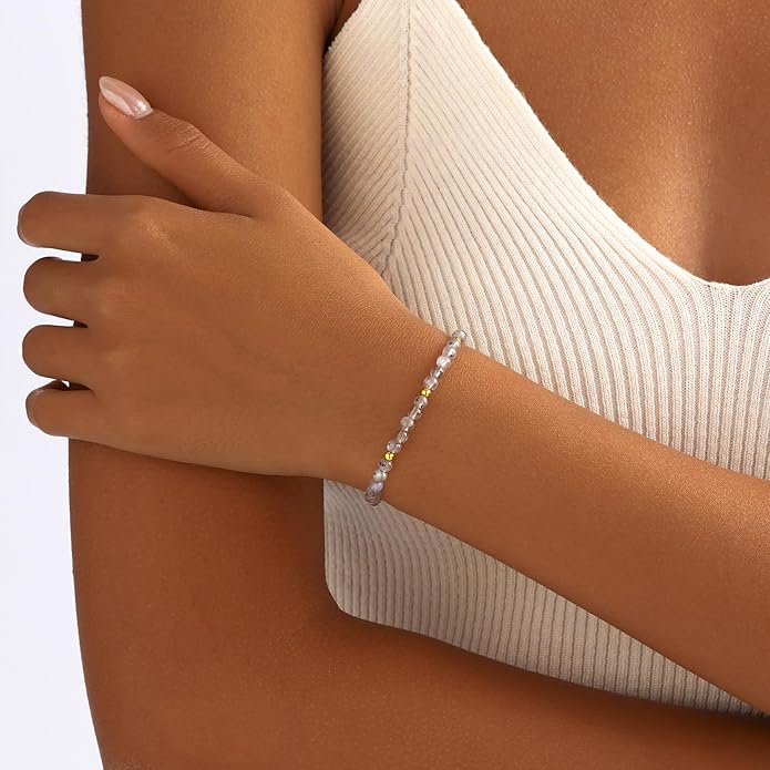Natural Healing Crystal Bracelet for Women, Anxiety Relief Healthy Pregnancy Triple Protection Citrine Jewelry Gift for Friends Daughter Sister Mom Colleague