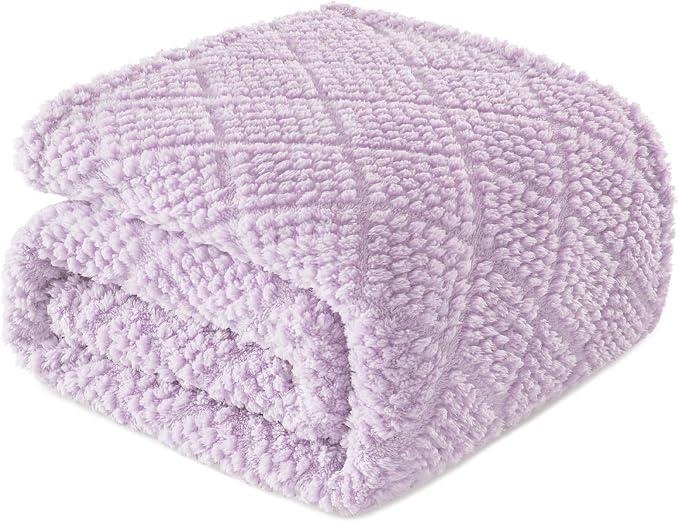 Whale Flotilla Soft Fleece Throw Blanket for Couch, Lilac | Jacquard Waffle Blankets for Home Decor, Lightweight and Cozy, All Season Suitable, 50x60 Inch