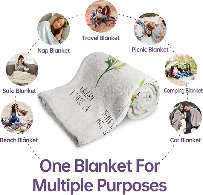 Christian Birthday Gifts for Women, Flowers Christian Blanket | Inspirational, Religious Gifts for Women, Sister, Friend, Daughter, Mom, Baptism Gift, Soft Throw Blankets 60" x 80"