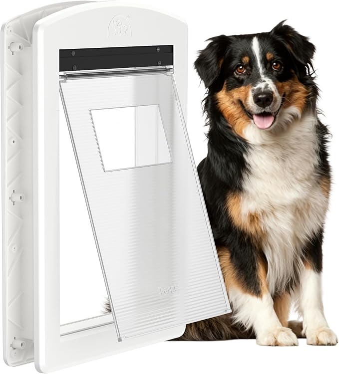 Large Dog Door for Door, Magnetic Flap Lock Panel Up to 60 lbs
