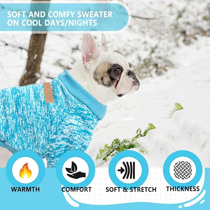 2 Pieces Dog Sweaters for Small Dogs Fall Dog Clothes Male Winter Fleece Puppy Sweaters Warm Thick Outfit Pet Small Doggie Cold Coat for Boy Girl Dogs Yorkie, Chihuahua, Bulldog, Dachshund,Pug, Medium