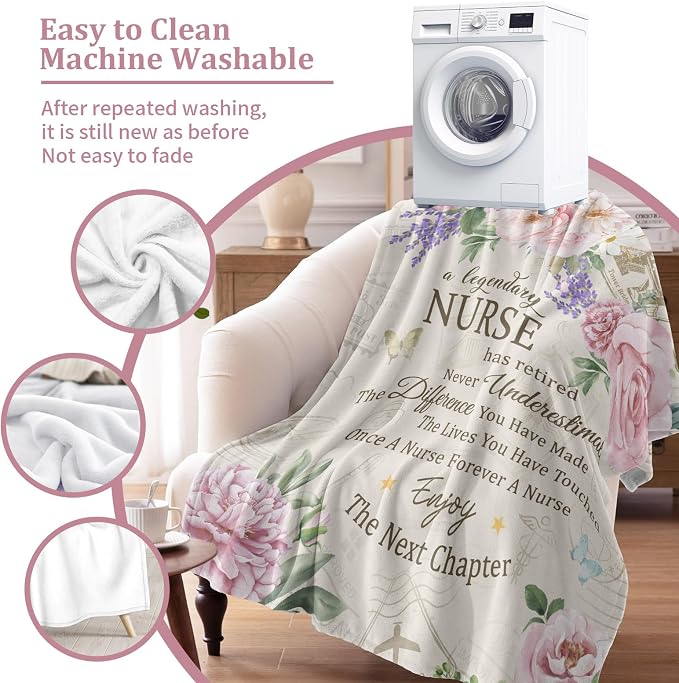 Nurse Retirement Gifts for Women, Nurse Retirement Blanket 80"x60" | Retirement Gift for Nurses 2026, Retired Throw for Nurses Appreciation Week, Retirements Parties