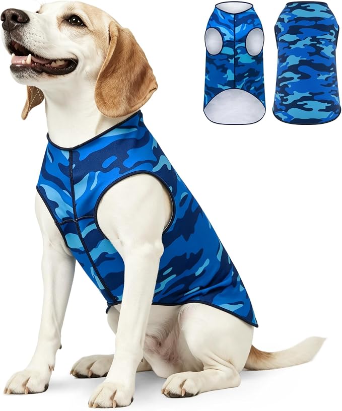 YUDODO Lightweight Dog Shirts, Stretchy Dog Tank Tops, Soft Pet Vest | Skin-Friendly, Breathable, Sleeveless, All Season Dog Clothes, For Small Medium Dogs, Blue Camo, XL