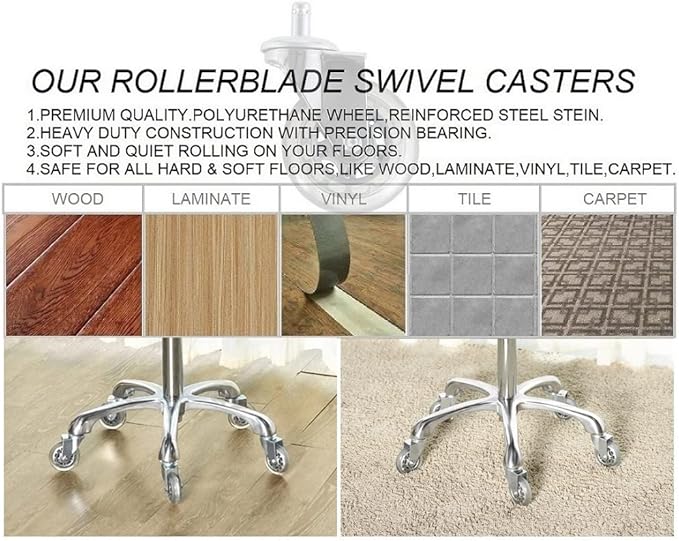 Kaleurrier Swivel Stool Adjustable Height: Heavy Duty Hydraulic Rolling Chair Metal Stool for Kitchen Salon Bar Office Massage (with Back Rest) (Coffee)