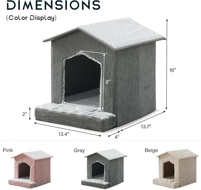 Cat Beds for Indoor Cats,Cat Houses,Cat Cave with Orthopedic Cushion,Foldable Cat Condos,Hideaway,Shelter,Gray Cat Tent for Small Dogs and Rabbit,Squirrel