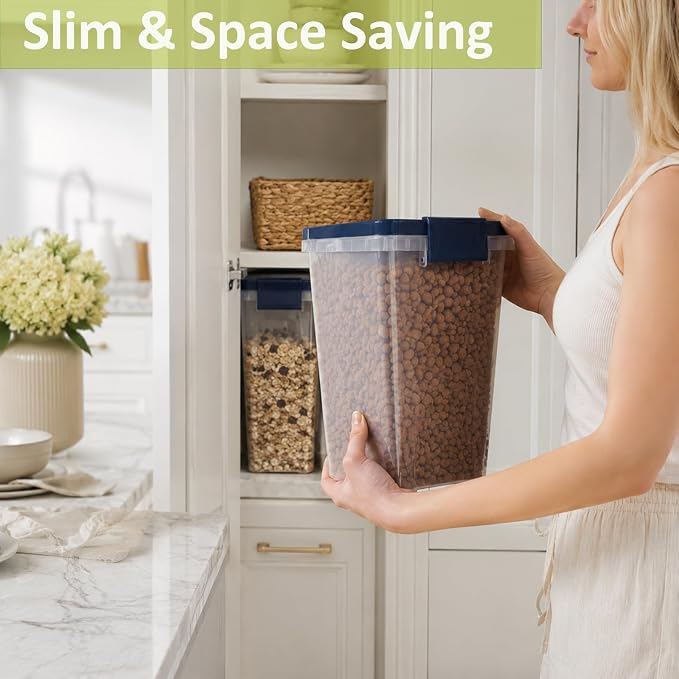5-10 Lbs Airtight Cat Dog Food Storage Container, 8QT Compact Pet Food Bin