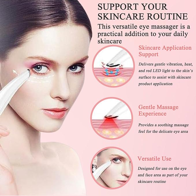 Eye Lift Wand, 3 in 1 Vibrating Red Light 98°F to 113°F LCD Display Eye Massager for Dry Eyes, Dark Circles and Puffiness, Electrical Face, Neck Sculpting Pen for Fine Lines and Wrinkles