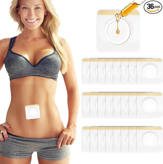 36Pcs Castor Oil Patches, Organic Cotton Castor Oil Patches for Belly Button, Massage Oils -White