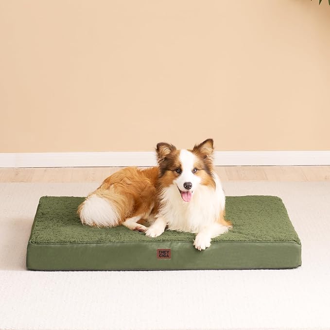 EHEYCIGA Orthopedic Dog Bed Medium with Removable Washable Cover, 30x20 | Egg Crate Foam Support, Durable Oxford fabric, Non-Slip Bottom, Machine Washable, Soft Waterproof Plush Pet Bed Mat For Crate