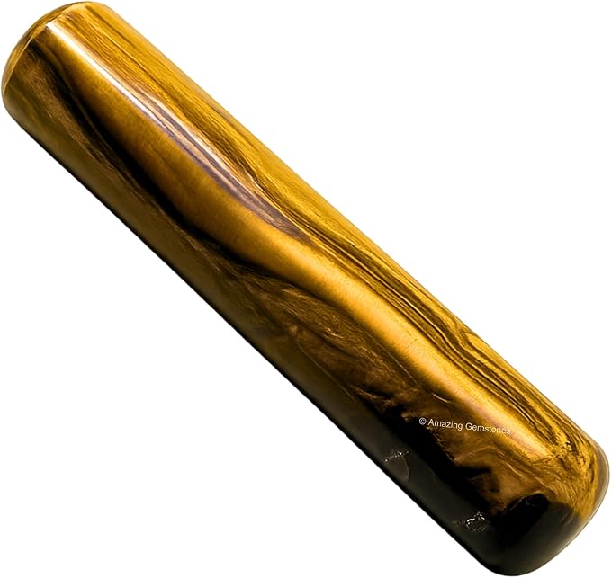 Amazing Gemstone Tiger Eye Crystal Wand Massage Stick - Pelvic Wand Gua Sha for Adults - Crystals and Healing Stones Massage Wands for Adults Gifts (Smooth)