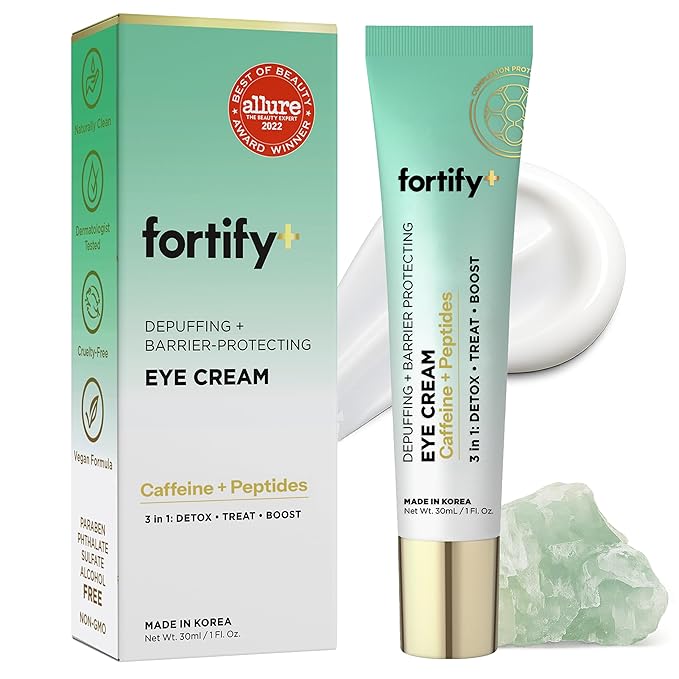 Under Eye Cream With Caffeine & Peptides – 3-In-1: Detox, Treat, Boost – Reduces Puffiness, Dark Circles & Wrinkles – Dermatologist Tested, Korean Skin Care – 95% Natural – 1 FL OZ