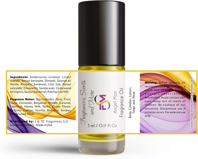 Angel Man Fragrance Oil - 0.17 Fl Oz Glass Roll On (5ml)
