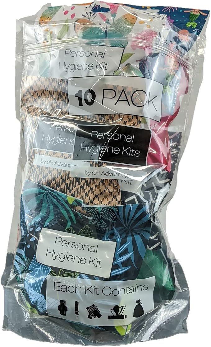 Menstrual Kit All-in-One 10 Pack - Assorted Colors | Convenience on The Go | Period Kit Pack for Travelling, Tweens & Teenager | Individually Wrapped Feminine Hygiene Product