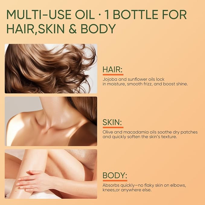 Castor Oil with Squalane, Jojoba & Olive Oils - Glow Moisturizing Emollient for Hair, Skin & Body, Multi-Purpose Moisturizer with Natural Antioxidants, 3.38 Fl Oz