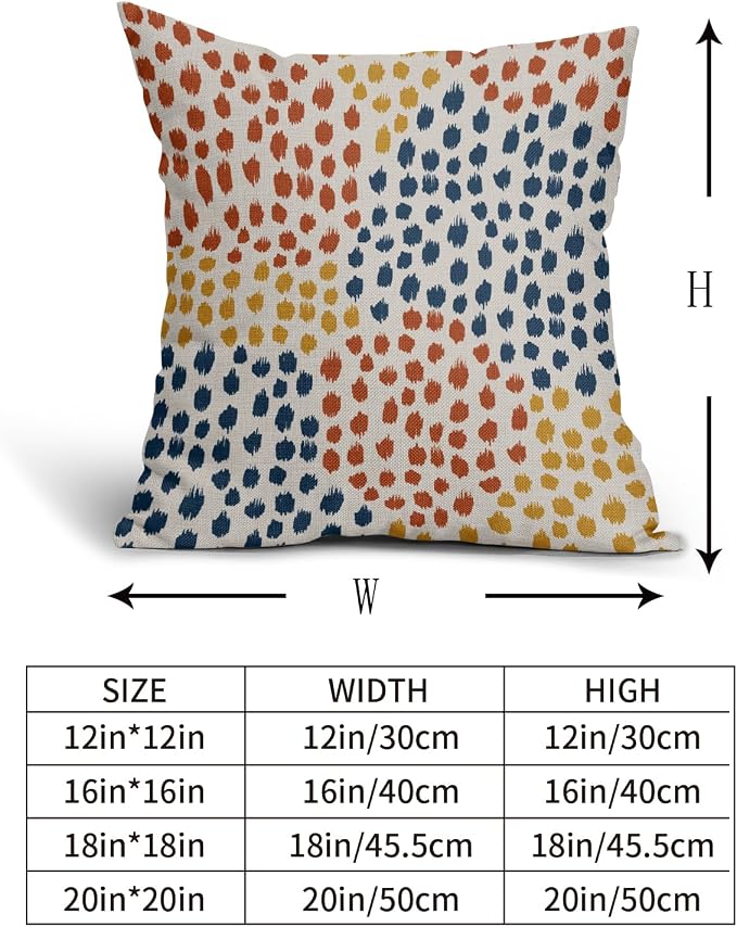 Blue Orange Yellow Pillow Covers 20x20 Set of 2 Fall Colored Art Dot Decorative Throw Pillows Trendy Print Outdoor Pillowcase Holiday Seasonal Cushion Cover Linen Pillow Case Decor for Sofa Couch Bed