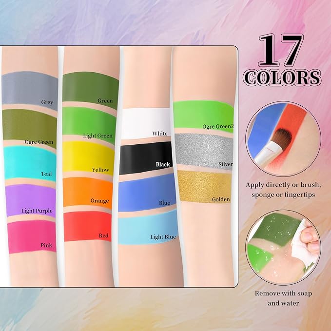 Silver Face Body Painting Stick, Professional Silver Full-coverage Cream Face Paint for Halloween SFX Cosplay Makeup, Washable Eye Body Stick for Adult Costume Party