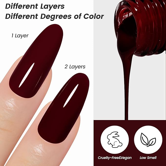 YTD Likomey Maroon Brown Gel Nail Polish,15ml Salon Home DIY Manicure and Pedicure Fall Winter Soak Off UV Color Varnish,CS012