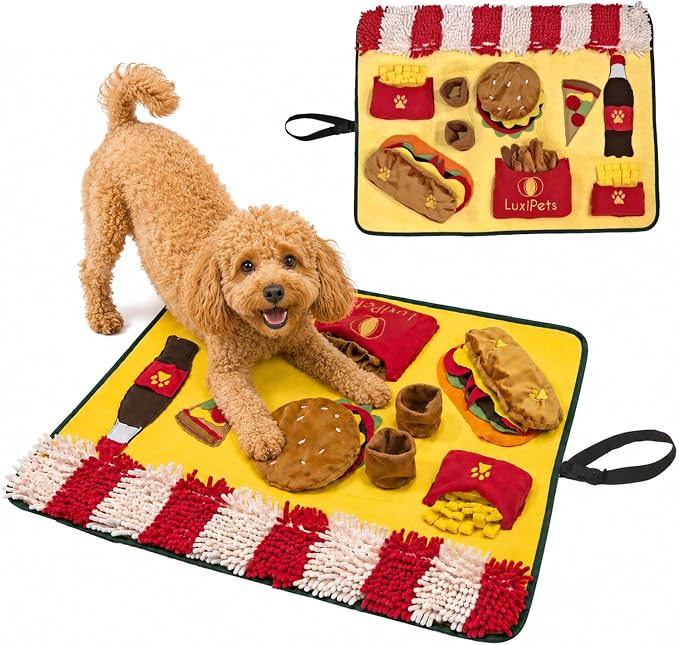 Interactive Dog Snuffle Mat for Slow Feed & Digestion Support - Large 31×24 in, Multicolor Mat with Washable Fleece, Non-Slip Backing - Mental Stimulation & Puzzle Toys for Dogs of All Breeds