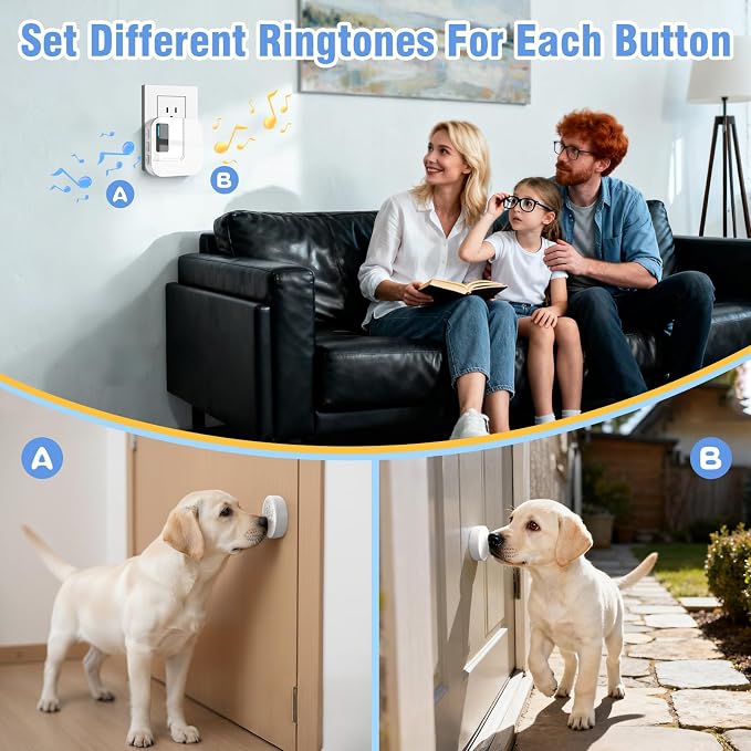 ChunHee WiFi Smart Dog Door Bell for Potty Training to Go Outside–Wireless Doggy Doorbell with Tuya Phone Notification–Waterproof Touch Button and Adjustable Volume, Multi-User Alerts(1 Dog Buttons)