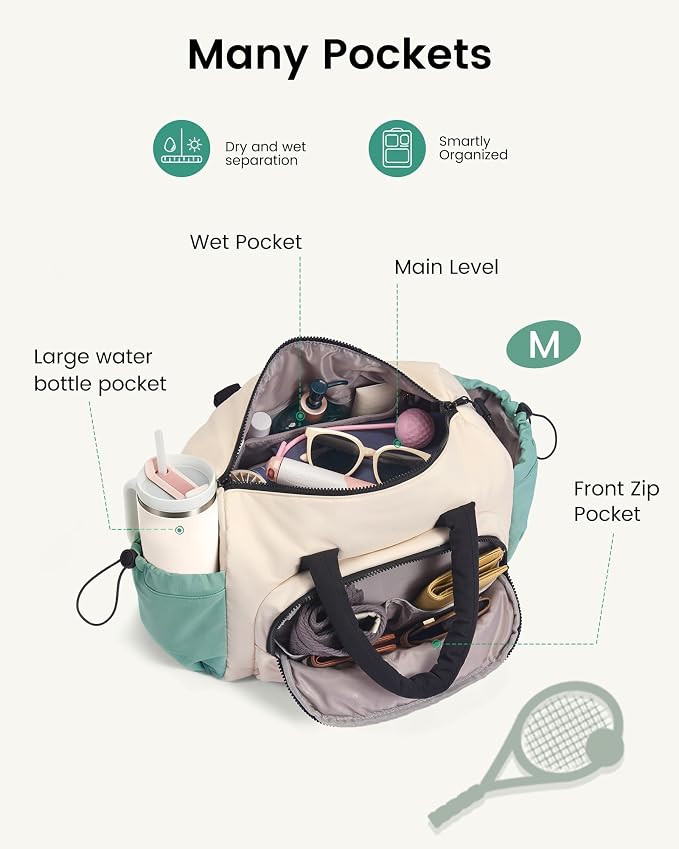 LOVEVOOK Small Gym Bag for Women with Yoga Mat Holder, Workout Bag with Large Tumbler Holder Pocket,Carry on Bag for Workout Dance Pilates Ballet Swimming Travel，Light Blue
