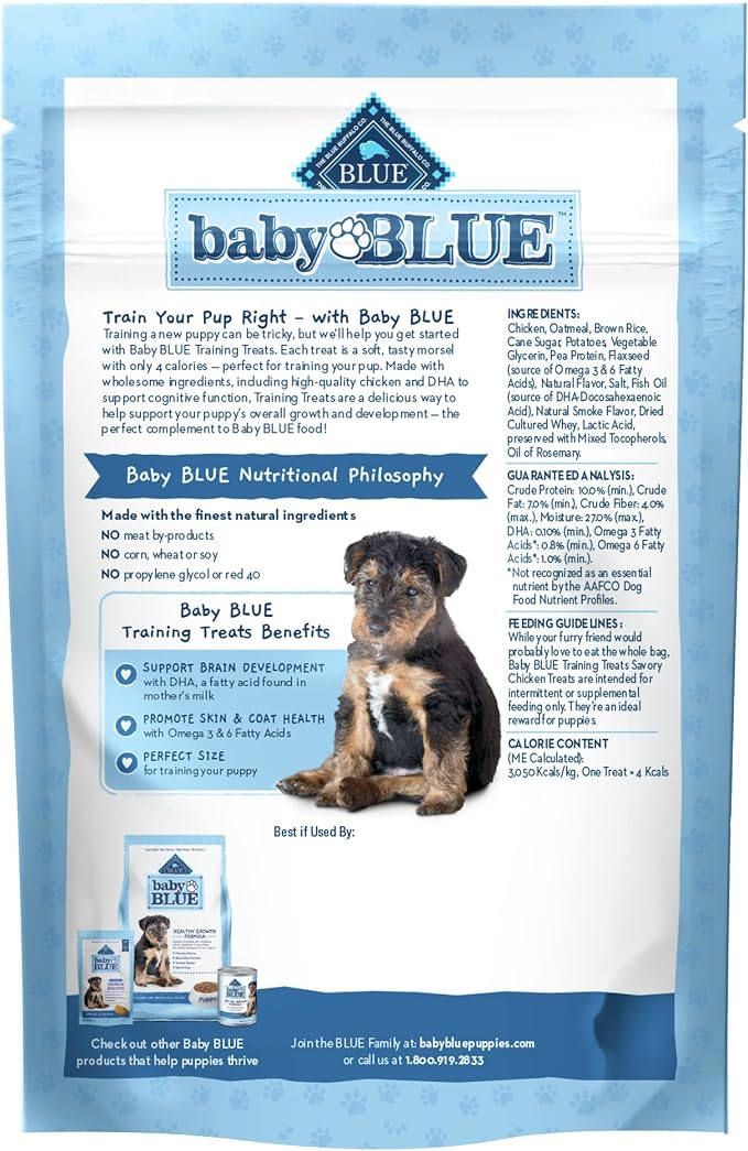 Blue Buffalo Baby Blue Training Treats Natural Puppy Soft Dog Treats, Savory Chicken 4-oz Bag (Pack of 6)