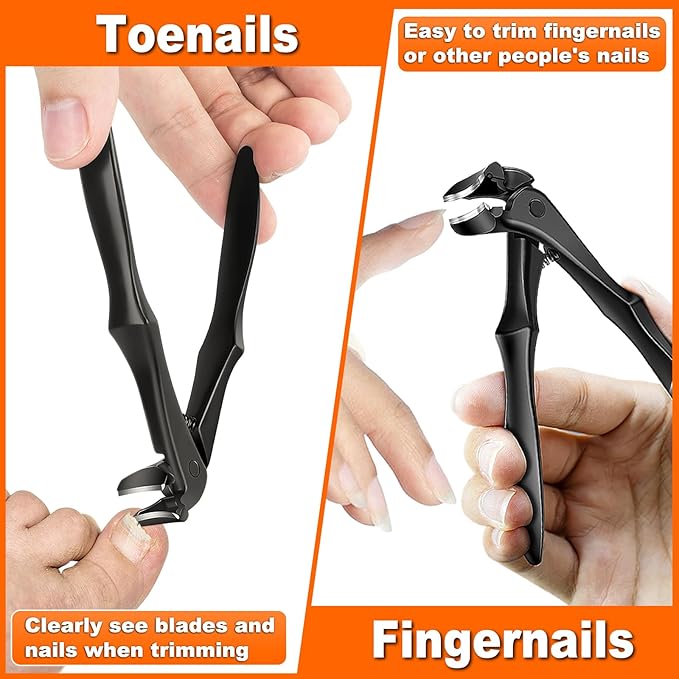 DRMODE Toenail Clippers for Thick Toenails for Seniors, Upgraded Long Handled Angled Head Toe Nail Clippers for Men Thick Nails with Wide Opening, Large Finger Nail Clippers Adult with Catcher