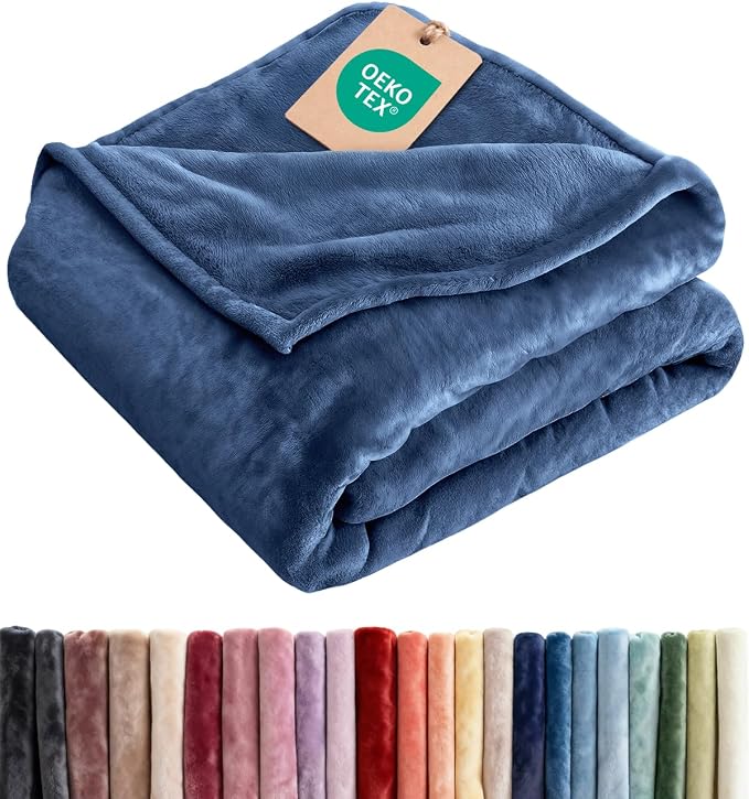 Fleece Blanket Kids Size - Ultra-Soft Flannel Fleece Blanket - Royal Blue | Soft, Warm, Outdoor Picnic Blanket for Camping, Travel, Lightweight, Cozy, Anti-Static, Home Decor Gifts for Men & Women