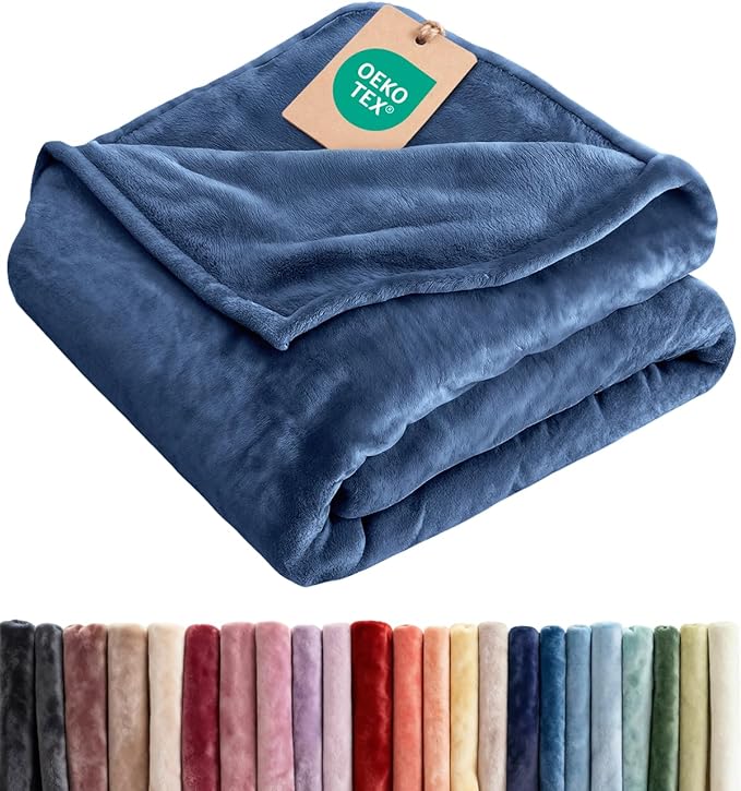 Fleece Blanket Throw XL - Ultra-Soft Flannel Fleece Blanket - Royal Blue | Soft, Warm, Outdoor Picnic Blanket for Camping, Travel, Lightweight, Cozy, Anti-Static, Home Decor Gifts for Men & Women