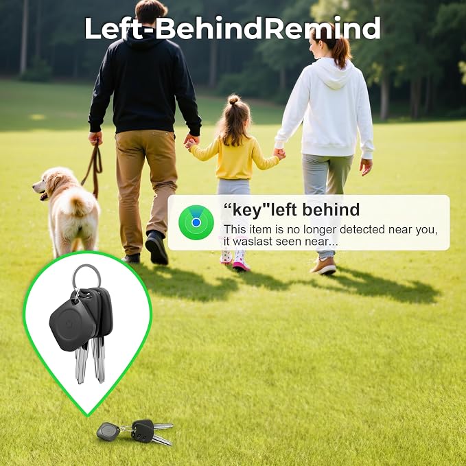 Tracker Tags-4 Pack(iOS Only), ltem Finder Smart Tag Set Black | IP67 Waterproof, Loud Beep, Replaceable Battery, Smart Tag for Keys, Bags, Luggage, Pets, Wallet, Compatible with Find My APP