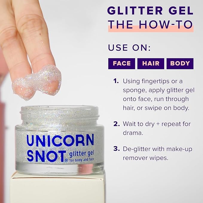 UNICORN SNOT Glitter Gel & Glitter Liquid Metal Lip Paint Bundle - Makeup for Festivals, Raves, Anime Cosplay - Safe for Face, Easy Application & Removal (Disco & Boom)