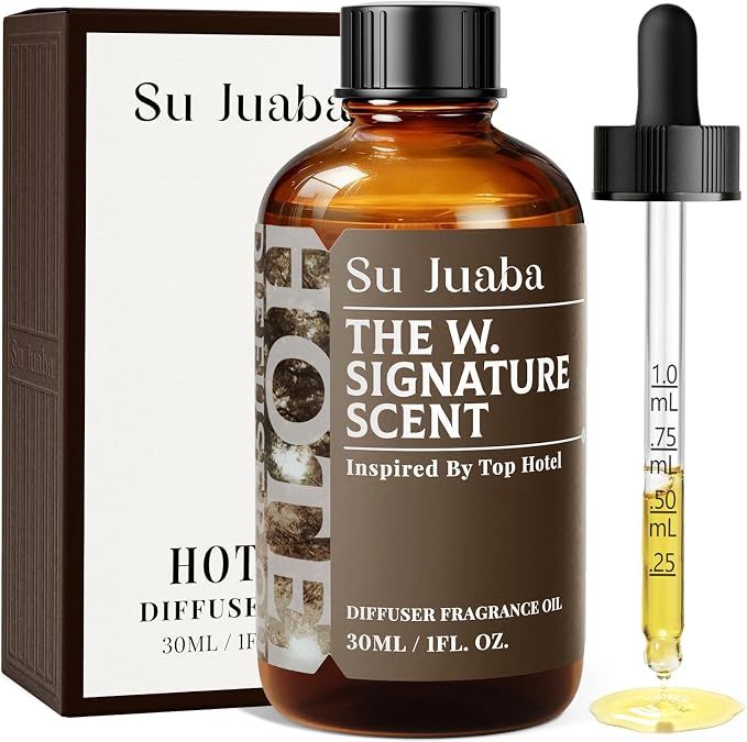 SU JUABA Hotel Diffuser Oil - Inspired by W Hotels - Neroli Guaiac Wood Leather Fragrance Oil for Aromatherapy Diffuser & DIY, Luxury Lifestyle for Home & Car, 1Fl Oz