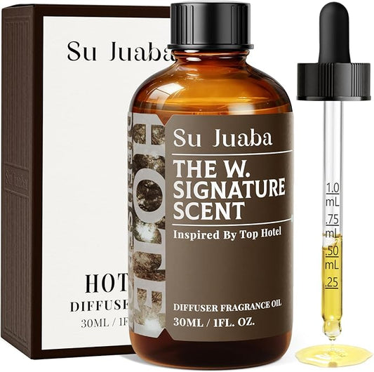 SU JUABA Hotel Diffuser Oil - Inspired by W Hotels - Neroli Guaiac Wood Leather Fragrance Oil for Aromatherapy Diffuser & DIY, Luxury Lifestyle for Home & Car, 1Fl Oz
