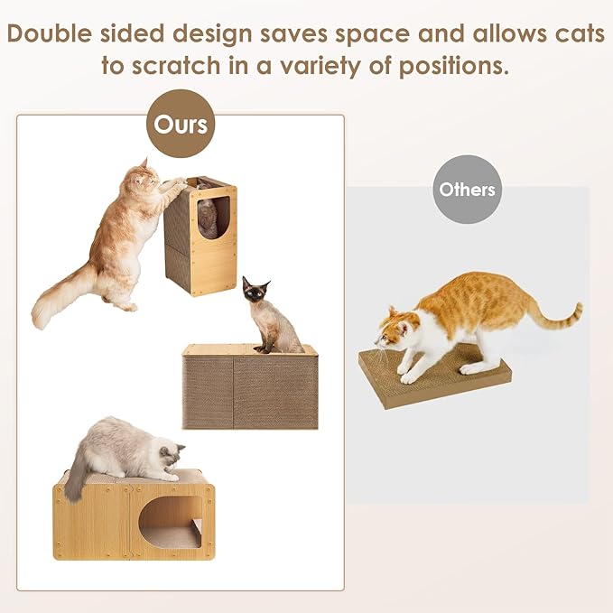 EHEYCIGA Cardboard Cat Scratcher House, 23-Inch Cat Scratch pad, Brown | Cat Scratching Board for Indoor Cats, High-density Corrugated Paper, Multi-function, Anti-scratch, Easy Install, Extra Large