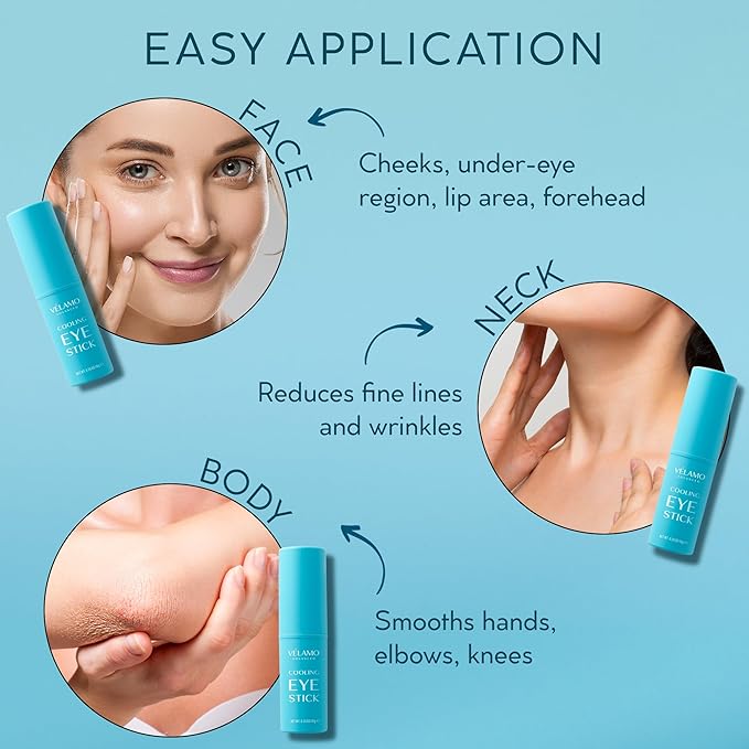 Cooling Eye Balm Stick with Caffeine: Under Eye Cream for Dark Circles Puffiness Eye Bags - Hyaluronic Acid Instantly Cooling, Hydrating & Brightening - Portable & Perfect for On-the-go Use 0.35 oz