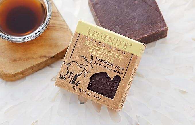 Legend's Creek Farm Goat Milk Soap - Cleansing Moisturizing Bar for Hands and Body - 5 Oz Creamy Lather, Nourishing, Gentle Natural Soap for Sensitive Skin (Madagascar Vanilla, Pack of 2)