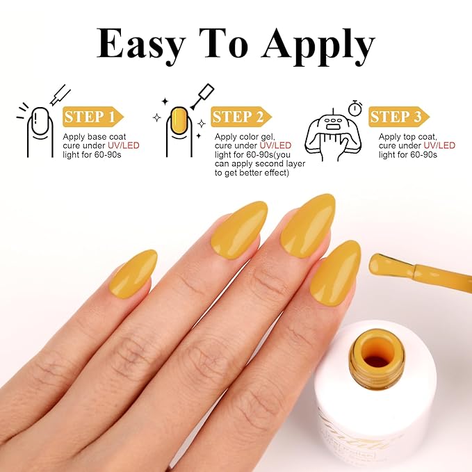Imtiti Warm Yellow Gel Polish, 0.5 oz Autumn Winter Gel Nail Polish Kit for Women Girls - DIY Nail Art Manicure Salon
