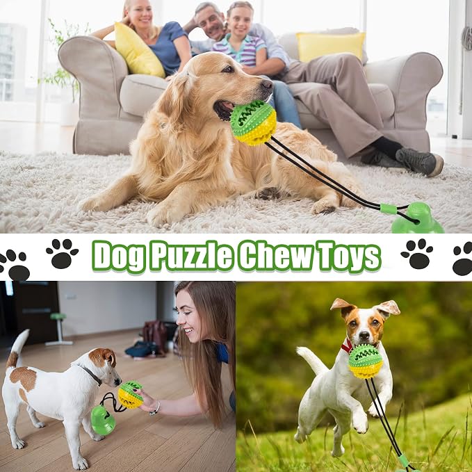 Askhald Dog Toys, Dog Chew Toys for Aggressive chewers, Puppy Training Treats Teething Rope Toys for Boredom, Puzzle Treat Food Dispensing Ball for Puppies Teething Small Dogs (Green)
