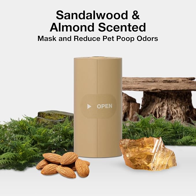 VETRESKA Dog Poop Bags, 300 Counts, Leak Proof, Extra Thick and Large | Pet Waste Bags for Dog Walking and Cat Litter, Sandalwood & Almond Scented