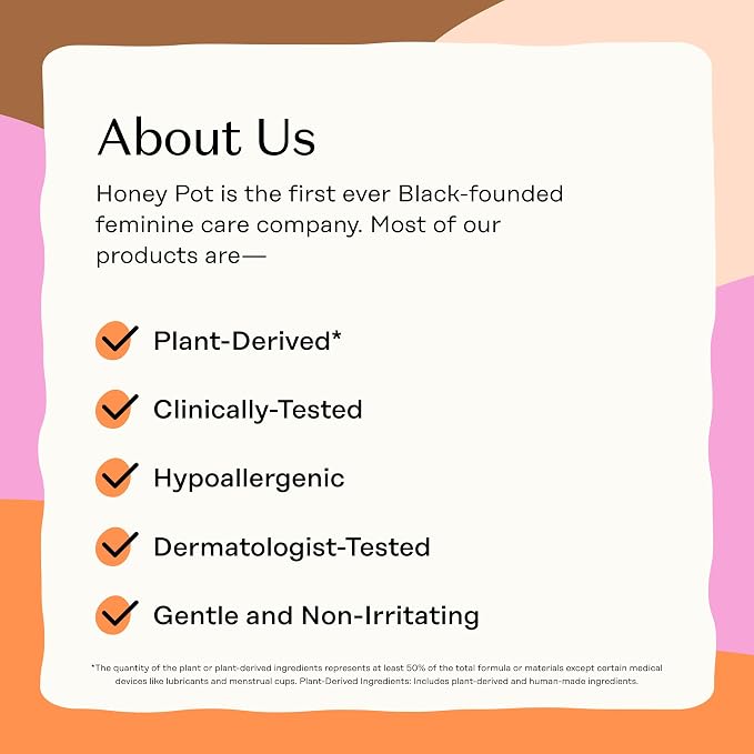 The Honey Pot Company - Sanitary Pads for Women - Non-Herbal Overnight w/Wings - Organic Cotton Cover, & Ultra-Absorbent Pulp Core - Feminine Care - 12 ct