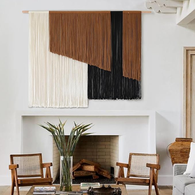 Jakalin Macrame Wall Hanging, Dip Dye Fiber Yarn Art, Boho, 57"x43" | Hand-dyed Cotton, Fine Craftsmanship, Boho Tapestry, Living Room, Bedroom, Nursery, Apartment Decor
