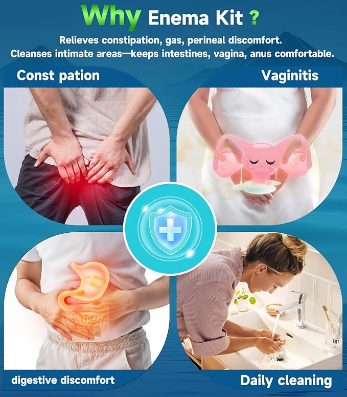 Enema Kit for Colon Cleansing - Anal Douche Anti Back-Flow Design for Feminine Personal Care,Vaginal Douche for Women/Douches for Men with 3 Nozzles 600ML